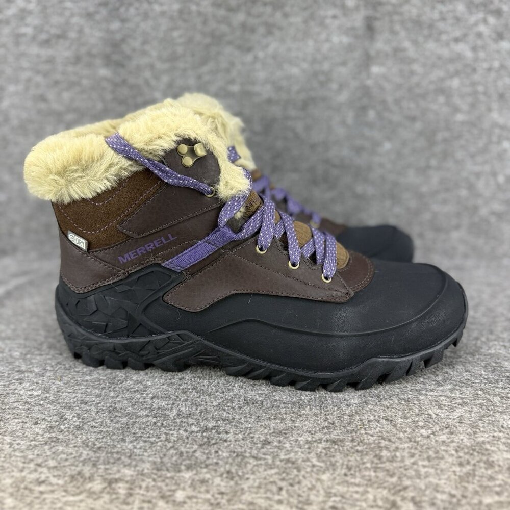 ✅Women's 10M Merrell Fluorecein Winter Boots Brown Waterproof Faux Fur Insulated - Picture 1 of 10